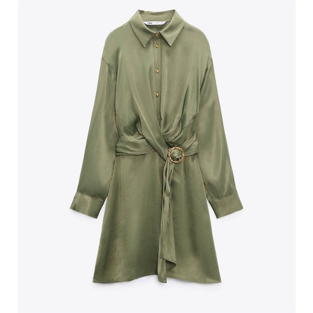 Zara belted satin effect mini dress - Picture 1 of 9